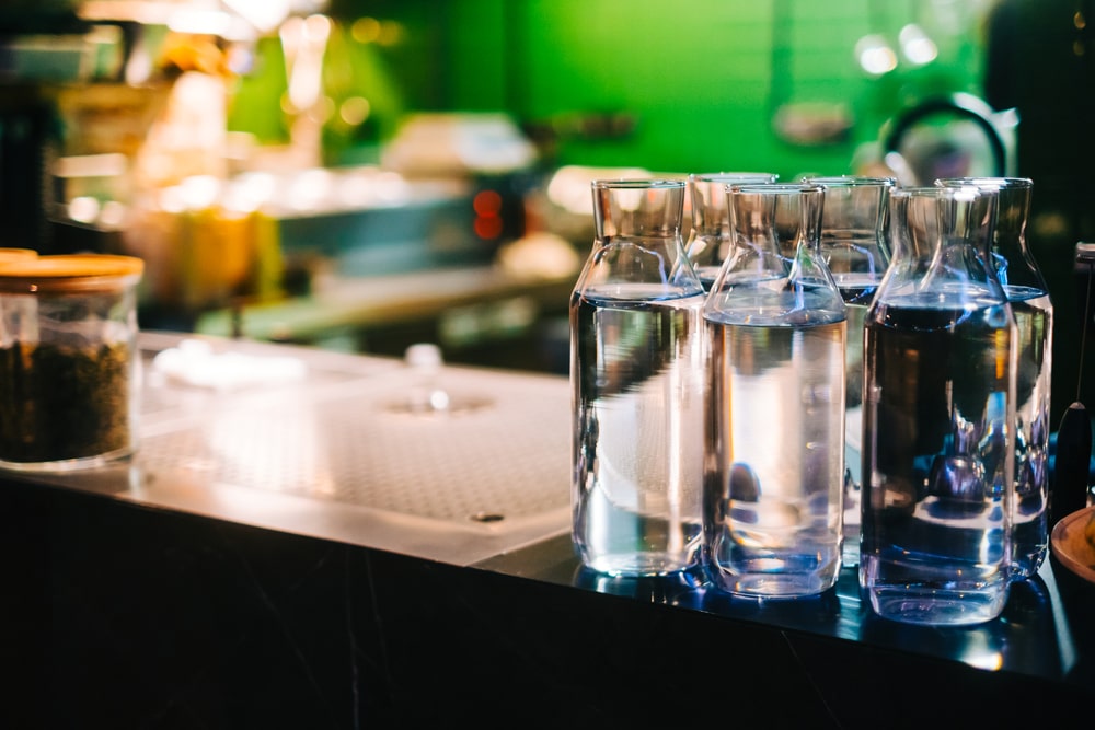 glass bottle with water